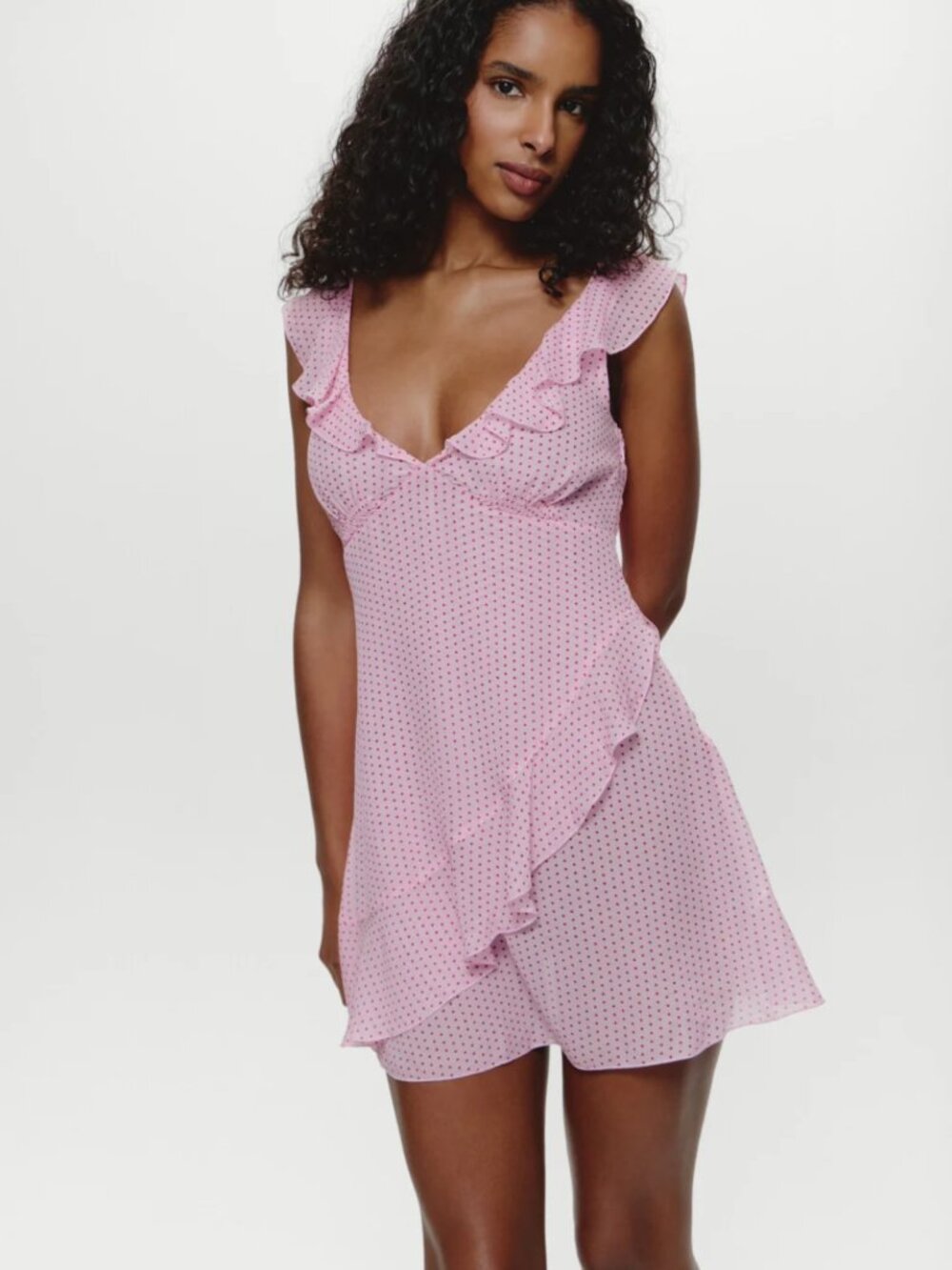 Frankies Bikinis Be Mine Chiffon Mini Dress in Love Drop